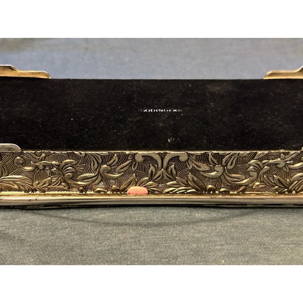 Godinger Silver Plated Jewelry Box Vintage Baroque Ornate Floral Design Mirror